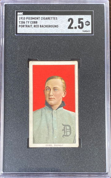 1910 Piedmont Cigarettes T206 Ty Cobb Portrait Red Background