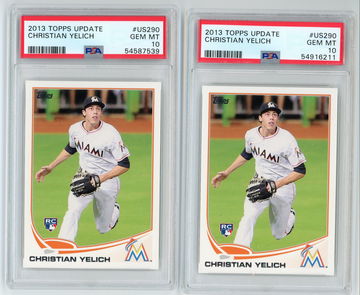 x2 Christian  Yelich Topps Rookie psa 10