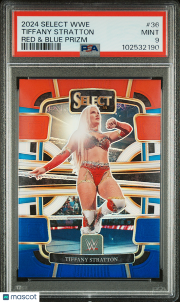 2024 Panini Select WWE Tiffany Stratton #36 Red & Blue Prizm PSA 9