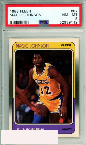 1988 FLEER MAGIC JOHNSON #67 HOF LOS ANGELES LAKERS PSA 8 NM-MT