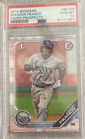2019 bowman paper prospects wander Franco psa 10 gem mint bp100
