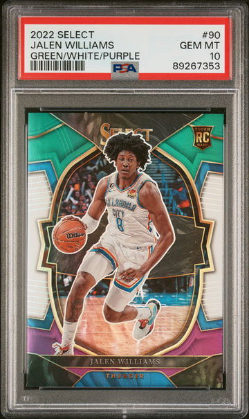 2022 Panini Select Green/White/Purple Jalen Williams Rookie RC #90 PSA 10