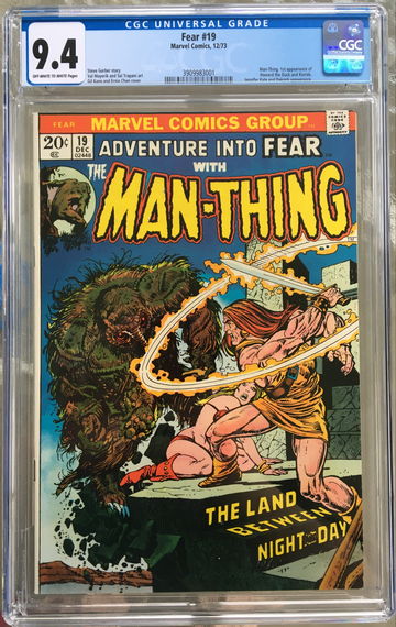 Fear #19 (1973) CGC 9.4 -- O/w to white pages; 1st Howard the Duck and Korrek