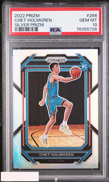 2022 PANINI PRIZM CHET HOLMGREN #266 SILVER PRIZM ROOKIE RC PSA 10 GEM MT