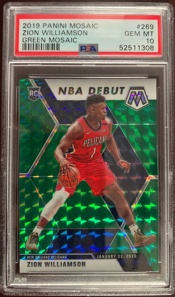 2019 Panini Mosaic Zion Williamson Green Mosaic PSA 10 Gem Mint