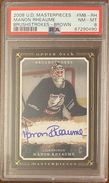 Manon Rheaume - 2008-09 U.D. Masterpieces Brushstrokes Auto Brown - PSA 8