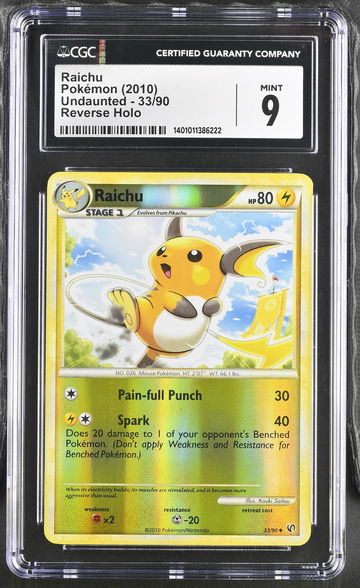 2010 Pokémon HeartGold & SoulSilver Undaunted Raichu #33/90 Reverse Holo CGC 9