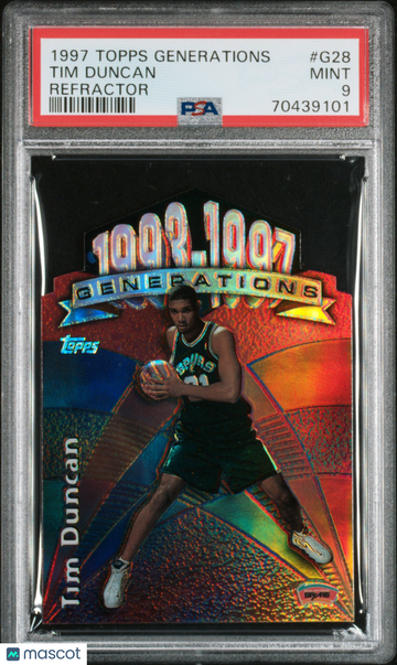 Tim Duncan 1997 Topps Generations REFRACTOR #G28 Spurs Rookie RC - LOW POP PSA 9