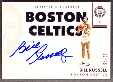2017-18 Encased Bill Russell Scripted Signatures On Card Auto # /25