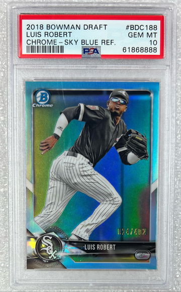 2018 Bowman Draft Chrome Luis Robert RC #024/402 Sky Blue Refractor SP PSA 10 Gem Mint