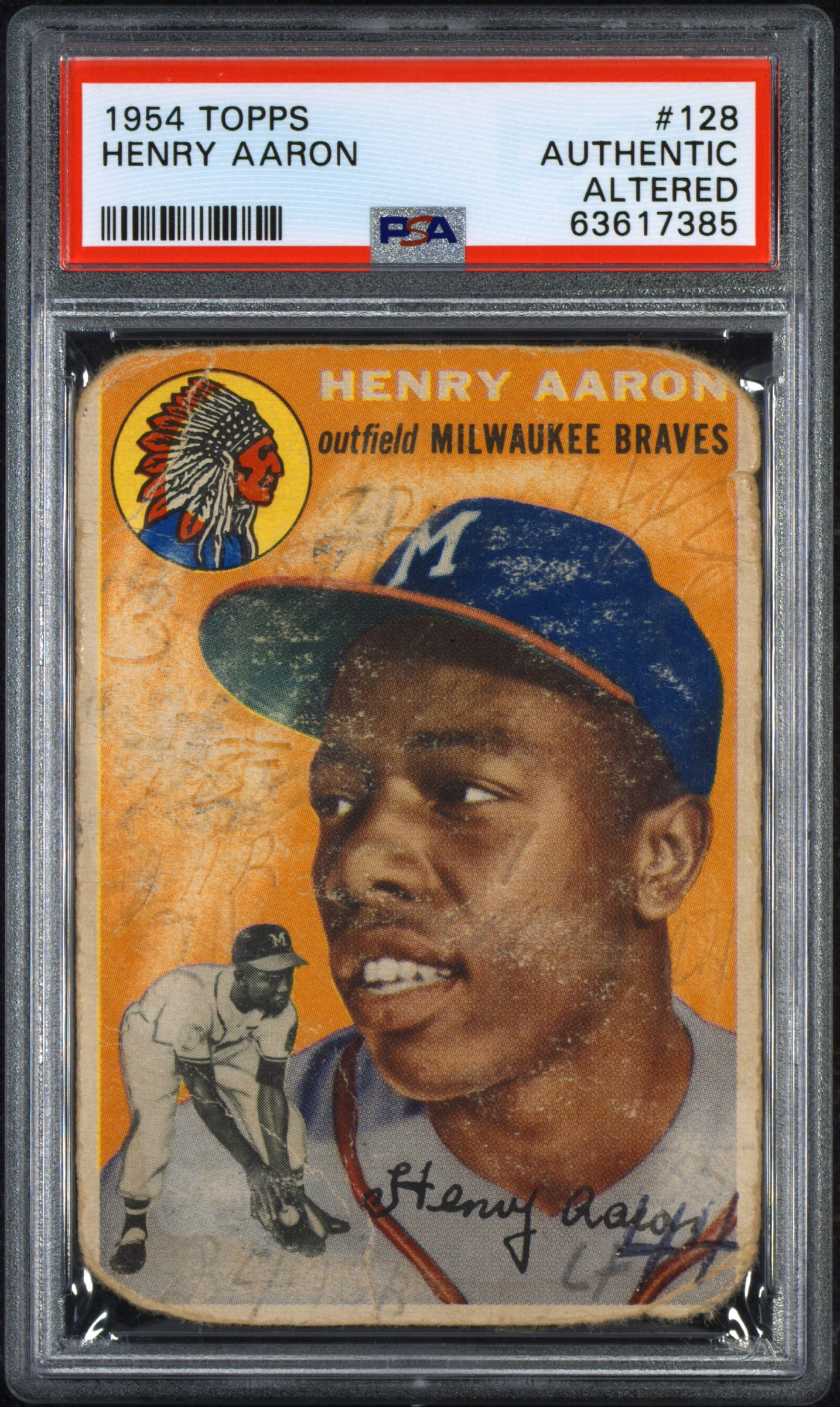 1954 Topps Hank Aaron ROOKIE #128 PSA ALTERED AUTH
