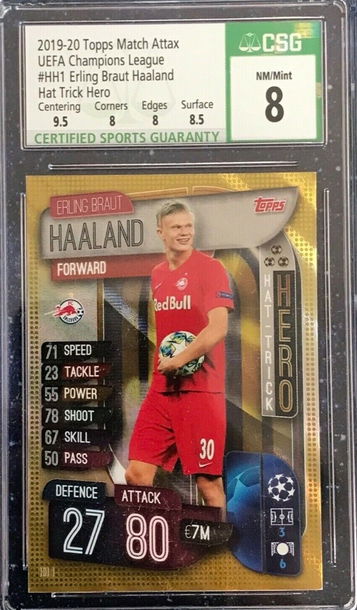 Erling Haaland 2019-20 Topps Topps Match Attax Hat Trick Hero Rookie #HH1 CSG 8