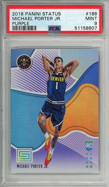 Michael Porter Jr. 2018-19 Panini Status #186 Purple PSA 9 Mint Rookie RC! 8607