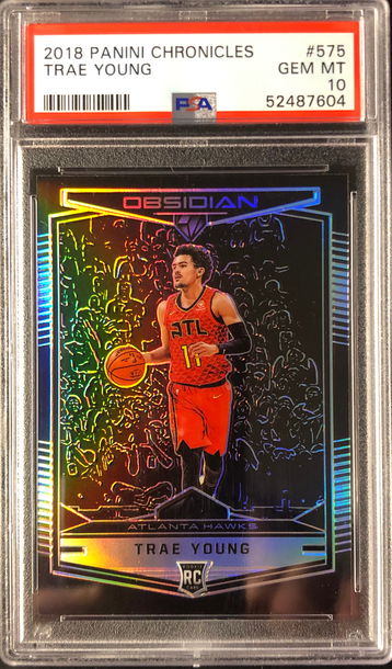 2018 Panini Chronicles Trae Young Obsidian PSA 10 Rookie Card R 
