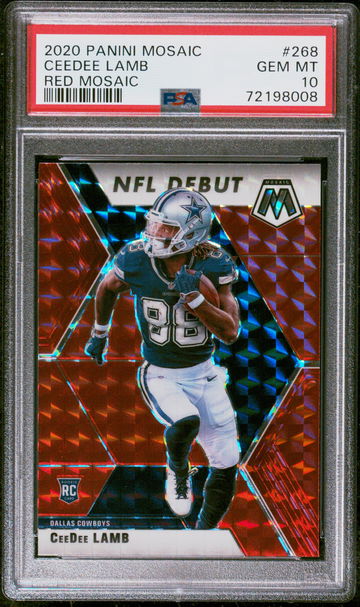 2020 Panini Mosaic 268 CeeDee Lamb Red Mosaic Prizm - PSA 10 GEM MINT Cowboys RC