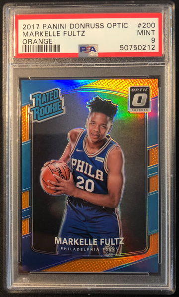2017 Donruss Optic #200 Markelle Fultz Orange Prizm Rated Rookie RC PSA 9 Mint #'d /199