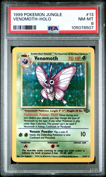 1999 Pokémon Jungle Venomoth #13/64 Holo PSA 8
