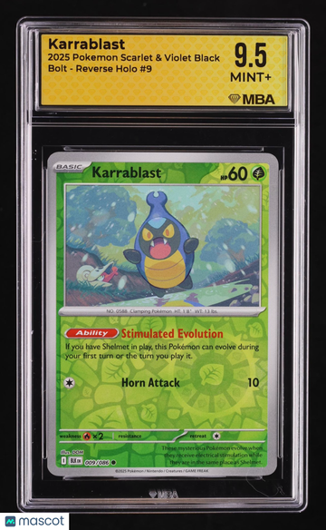 2025 Pokemon Scarlet & Violet Black Bolt Karrablast Reverse Holo MBA 9.5 #9