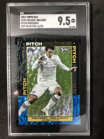 MICHAEL HALLIDAY 2021 Topps MLS #199 Pitch Prodigies RC Icey Blue #/25 SGC 9.5