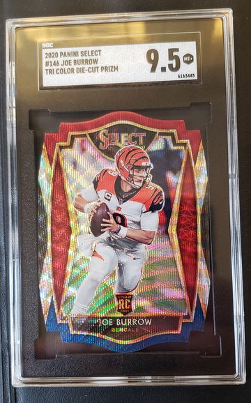 2020 Select Premier Level #146 Joe Burrow RC Red White Blue Die-Cut Prizm SGC9.5 MINT+