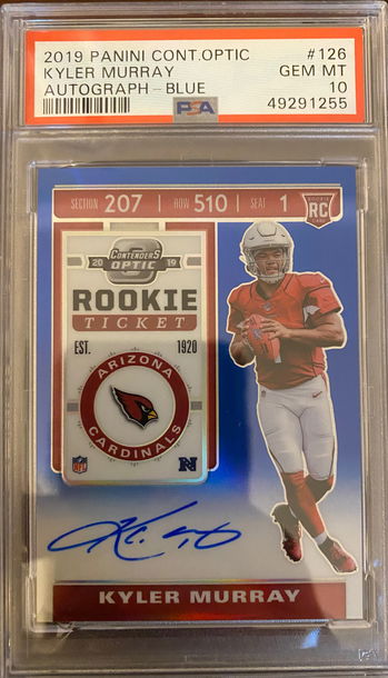 KYLER MURRAY 2019 CONTENDERS OPTIC BLUE AUTO SSP /75 PSA 10 GEM MINT