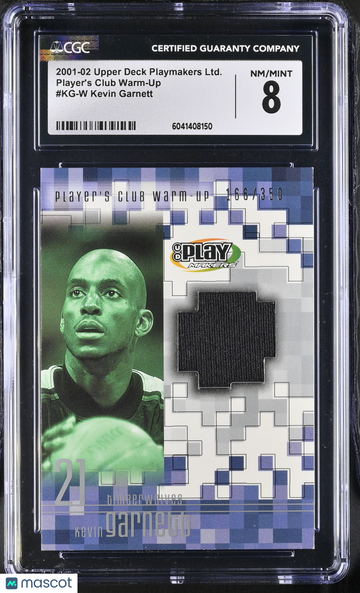 2001-02 Upper Deck Playmakers Ltd. Kevin Garnett #KG-W Player's Club Warm-Up CGC 8