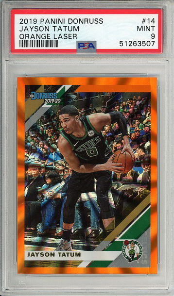 Jayson Tatum 2019-20 Panini Donruss #14 Holo Orange Laser PSA 9 Mint! 3507