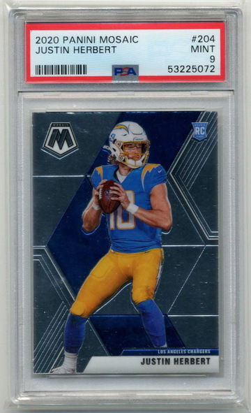 2020 Panini Mosaic #204 Justin Herbert RC PSA 9 Chargers