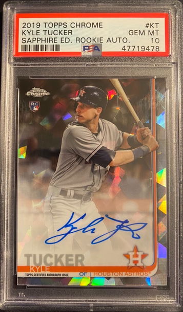 2019 Topps Chrome Sapphire Kyle Tucker Rookie Auto PSA 10 Gem Mint