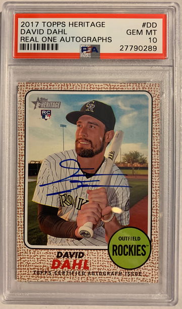 2017 Topps Heritage #DD David Dahl Auto PSA 10 Gem Mint