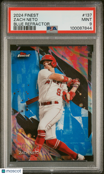 2024 Topps Finest Zach Neto #137 Blue Refractor 103/1507 PSA 9