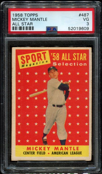 1958 Topps #487 Mickey Mantle PSA 3