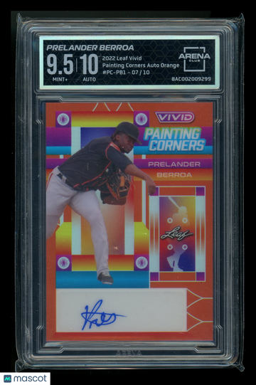 2022 Leaf Vivid Painting Corners Auto Orange Prelander Berroa #PC-PB1 /10 Autograph Arena Club 9.5 Auto 10