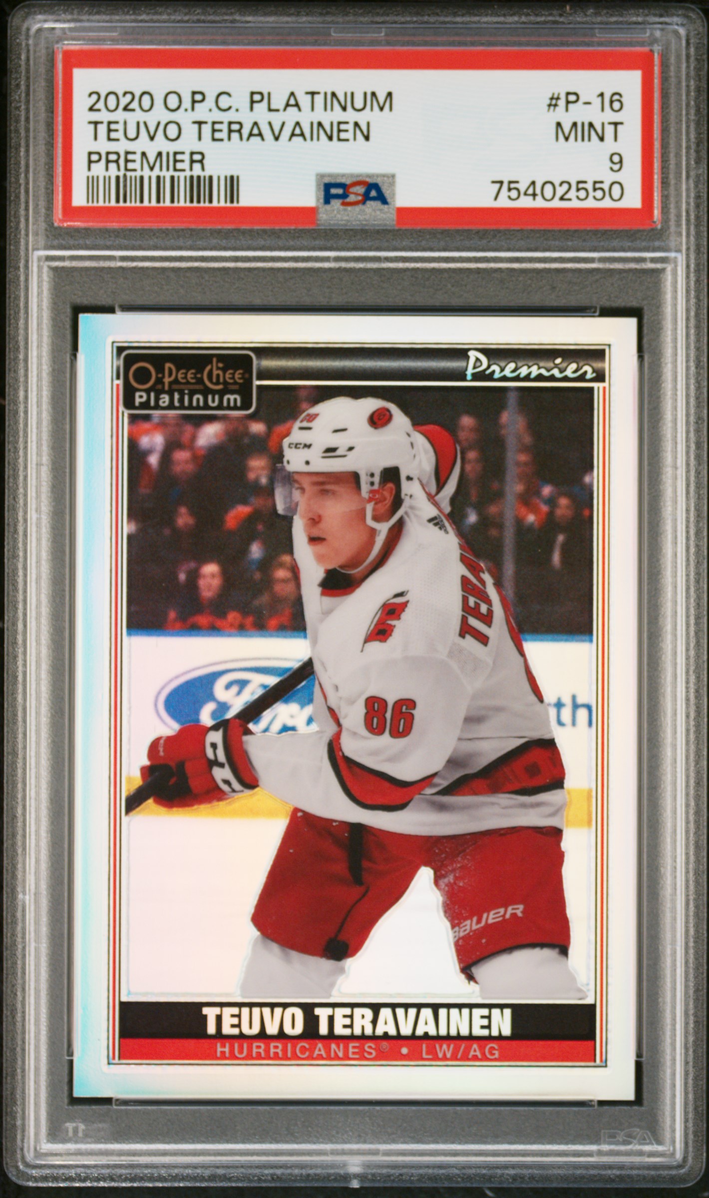 2020 O-Pee-Chee Platinum Premier Teuvo Teravainen #P-16 Premier PSA 9