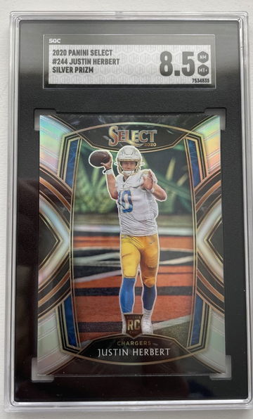 2020 Panini Select Justin Herbert #244 Silver Prizm SGC 8.5 NM-MT+