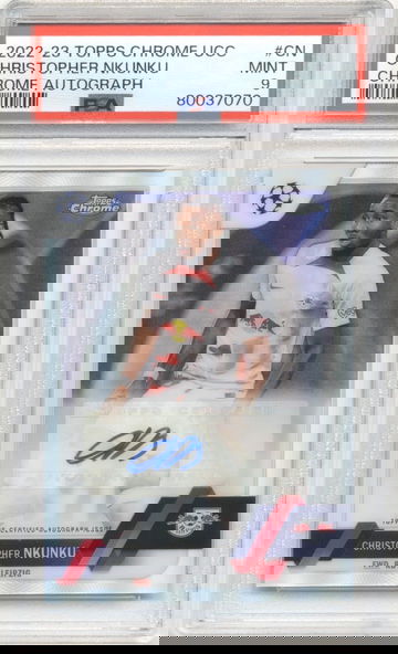 2022-23 Topps Chrome UEFA Club Competitions Christopher Nkunku Auto PSA 9