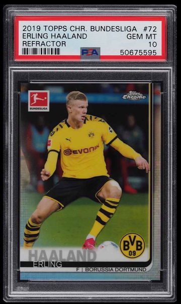 2019 Topps Chrome Bundesliga Refractor Erling Haaland ROOKIE RC #72 PSA 10 GEM