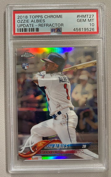 2018 Topps Chrome Update Ozzie Albies HMT27 Refractor SP RC #100/250 PSA 10