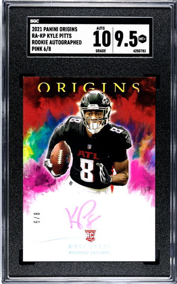 2021 Panini Origins RA-KP Kyle Pitts Rookie Autographed Pink 6/8