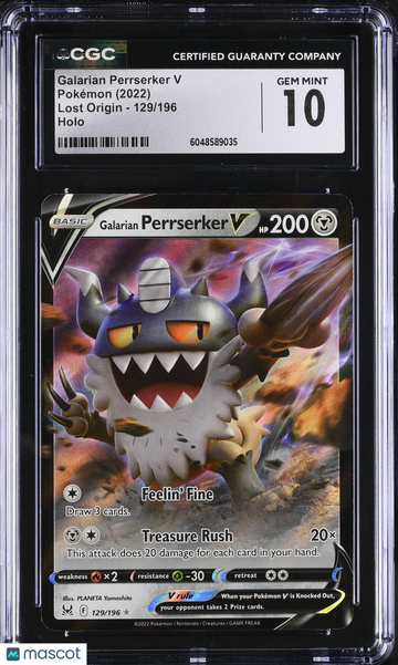 2022 Pokemon Lost Origin Galarian Perrserker V Holo CGC 10 #129/196