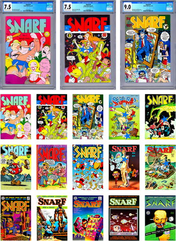SNARF #1-2-3 CGC 7.5-7.5-9.0 + HTF ISSUES #1-15 VF-NM CULT UNDERGROUND PUB 1972