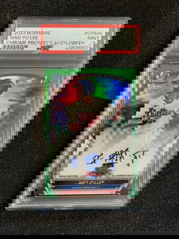 2023 Bowman Chrome 1st Hao Yu Lee #CPAHL True Green Refractor Auto #6/99 PSA 9