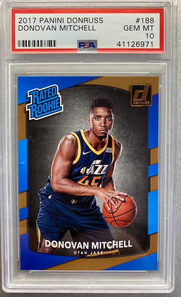 DONOVAN MITCHELL 2017 DONRUSS RATED ROOKIE PSA 10 GEM MINT 