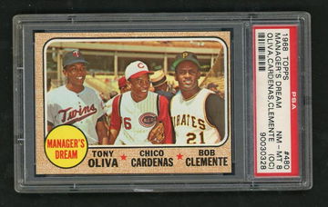 1968 Topps Manager's Dream Oliva Cardenas Clemente #480 PSA 8