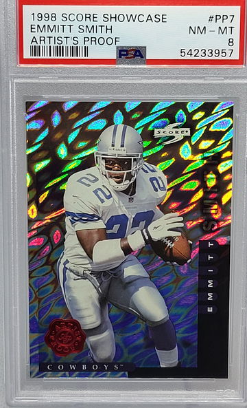 1998 Score Showcase #PP7 Emmitt Smith Artist's Proof PSA 8