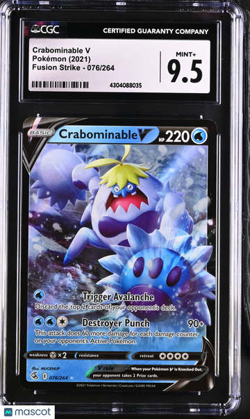 2021 Pokémon Fusion Strike Crabominable V Holo CGC 9.5 #076/264