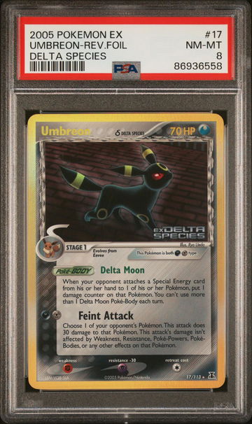 2005 Pokemon Ex Delta Species #17 Umbreon Reverse Holo PSA 8