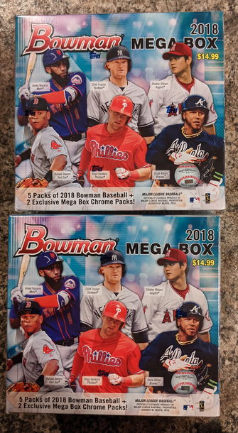 (2) 2018 Bowman Chrome Sealed Mega Box lot