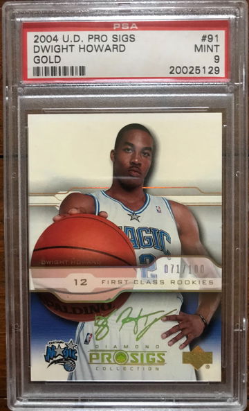 2004 Upper Deck Pro Sigs Dwight Howard Gold Parallel /100 Rookie PSA 9 Mint