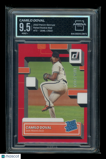 2022 Panini Donruss Rated Rookie Red Camilo Doval #72 1846/2022 Rated Rookie Arena Club 9.5